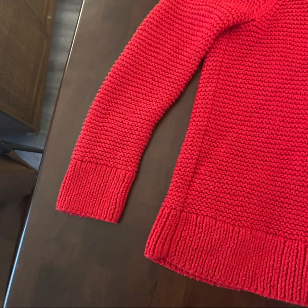 J. Crew Handknit Red Double Breasted Cardigan Chunky Sweater Women’s Size S